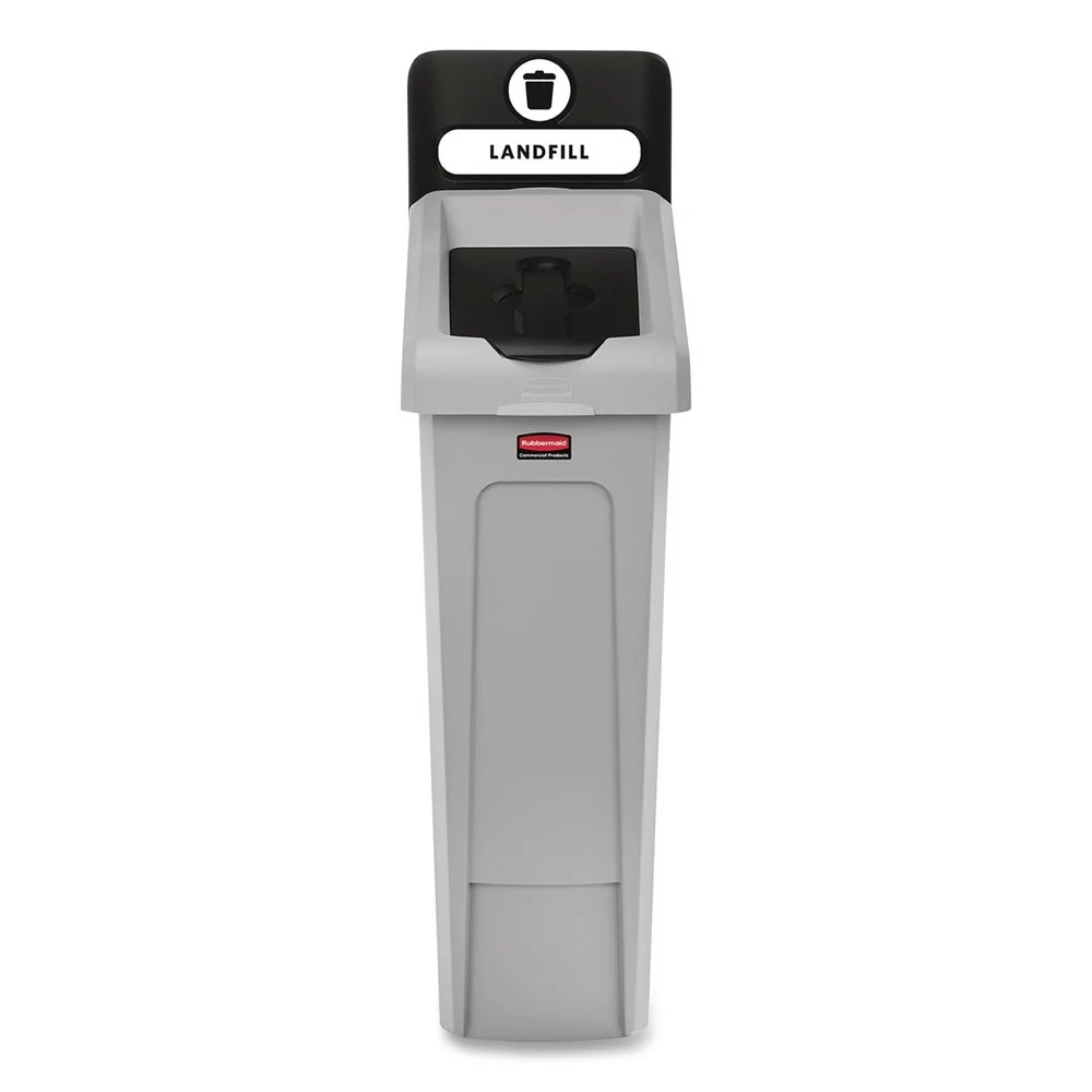 Rubbermaid Commercial 2185053 Slim Jim Recycling Station Kit 1-Stream Landfill 23 gal Plastic Gray/Black
