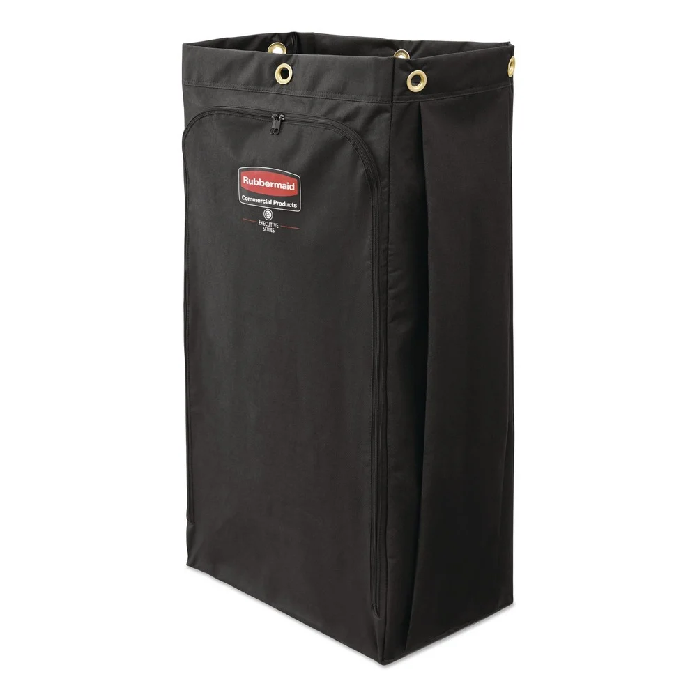 Rubbermaid Commercial 10.5 in. x 16.8 in. x 33 in. 30 Gallon Fabric Cleaning Cart Bag for Rubbermaid Commercial Housekeeping and Janitorial Carts - Black (4/Carton)