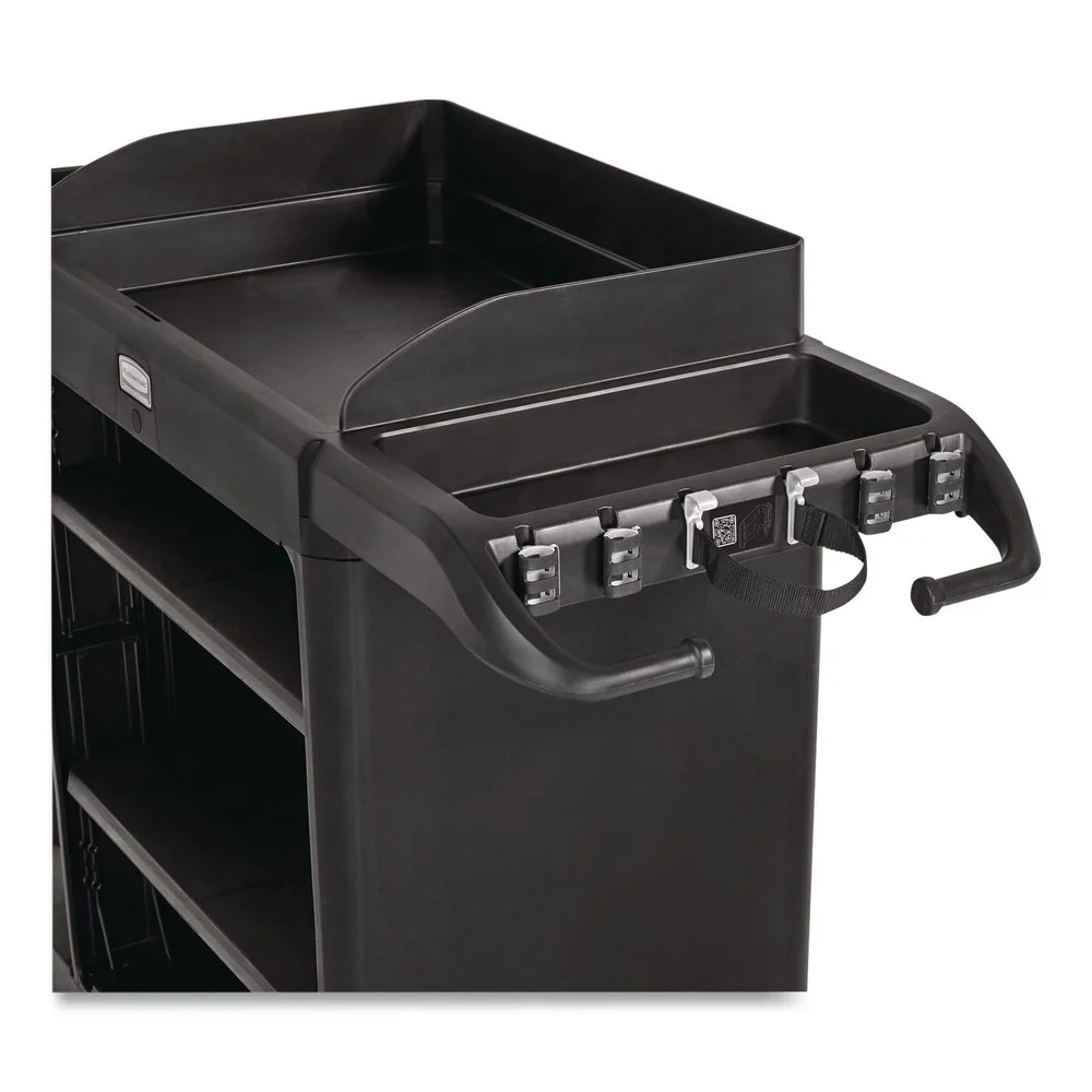 Rubbermaid Commercial Plastic Vacuum Holder for All Rubbermaid Commercial Full-Size and Compact Housekeeping Carts - Black (6/Carton)