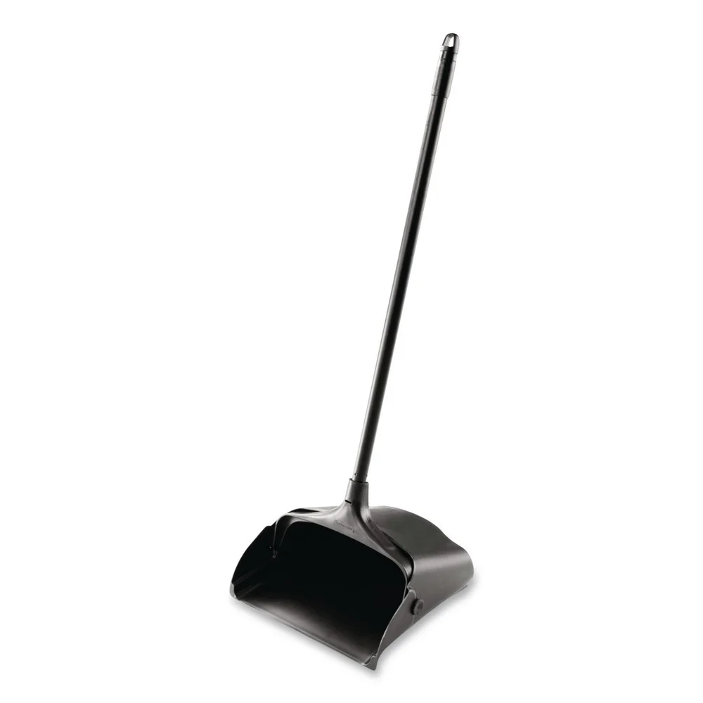 Rubbermaid Commercial 12.5 in. x 37 in. Lobby Pro Polypropylene with Vinyl Coat Upright Dustpan with Wheels - Black