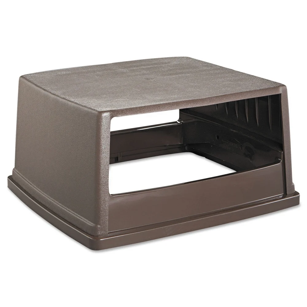 Rubbermaid Commercial 23 in. x 26.63 in. x 13 in. Hooded Top Glutton Receptacle without Door - Brown