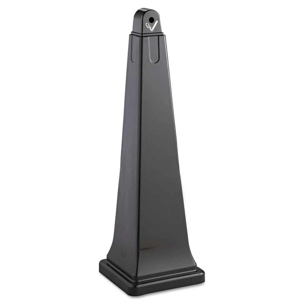Rubbermaid Commercial 12.25 in. x 39.75 in. 1 gal. GroundsKeeper Pyramid Cigarette Waste Collector - Black