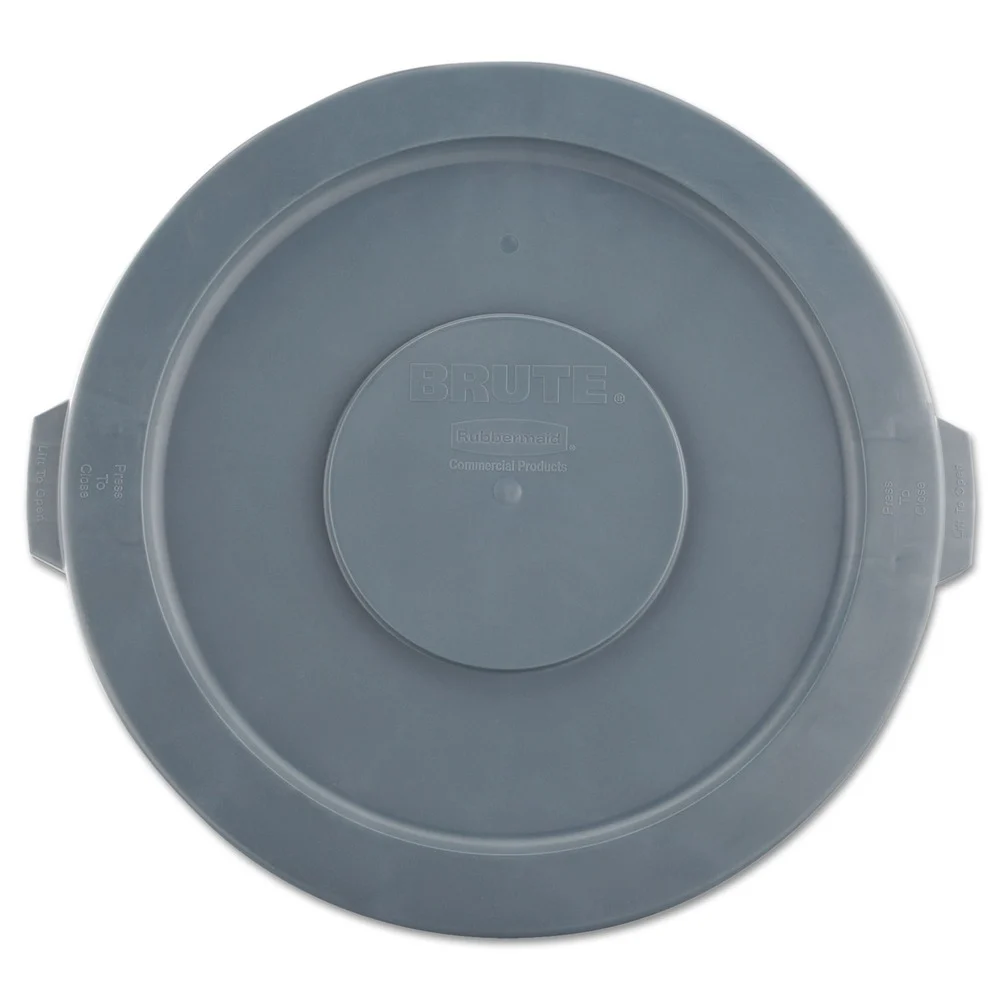Rubbermaid Commercial 22.25 in. Diameter x 1.63 in. BRUTE Self-Draining Flat Top Lids for 32 Gallon Round BRUTE Containers - Gray