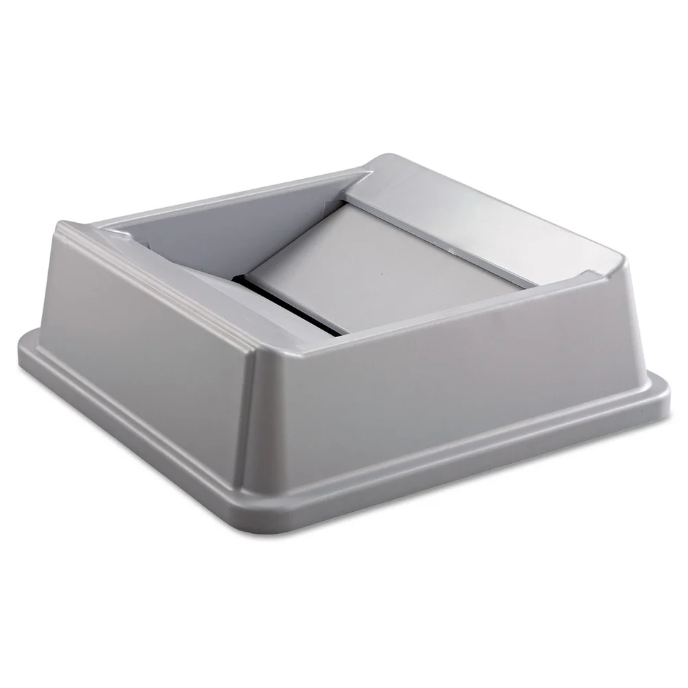 Rubbermaid Commercial 20.13 in. Plastic Untouchable Square Swing Top Lid - Gray