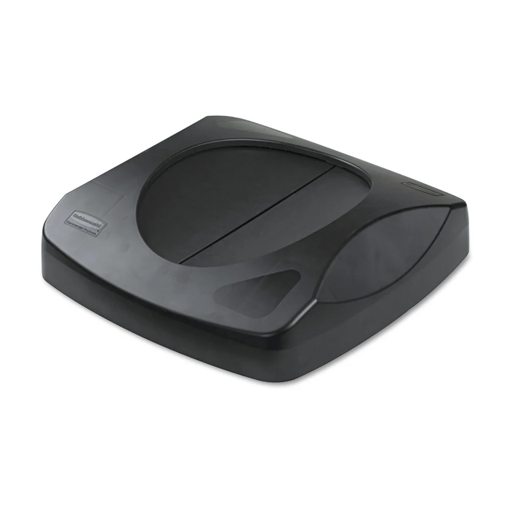 Rubbermaid Commercial Untouchable 16 in. Square Swing Top Lid - Black