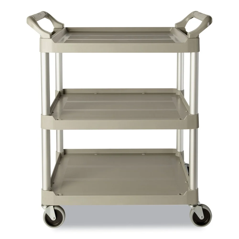 Rubbermaid Commercial Economy 3-Shelf Plastic Cart - Platinum