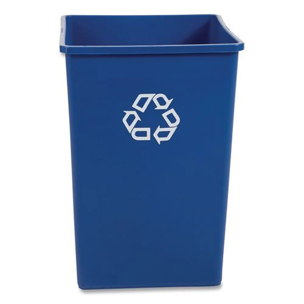 Rubbermaid Commercial 35 gal. Plastic Square Recycling Container - Blue