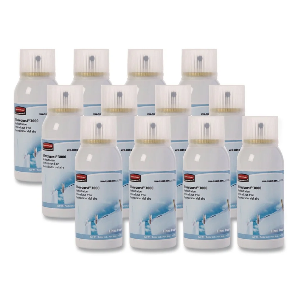 Rubbermaid Commercial 2 oz. Aerosol Spray Microburst 3000 Refill - Linen Fresh (12/Carton)