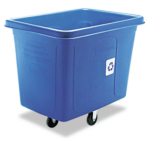 Rubbermaid Commercial 500 lbs. Capacity 120 Gallon Polyethylene Recycling Cube Truck - Blue