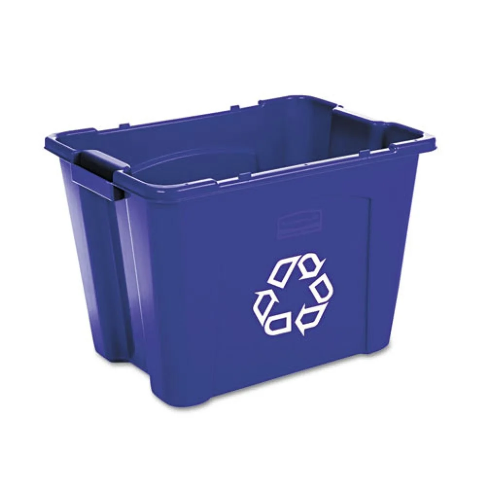 Rubbermaid Commercial 14 Gallon Polyethylene Stacking Recycle Bin - Blue