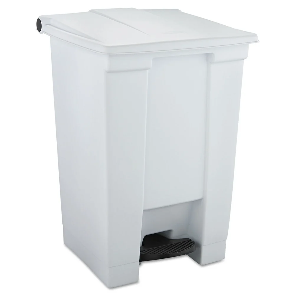 Rubbermaid Commercial 12 Gallon Indoor Utility Step-On Plastic Waste Container - White
