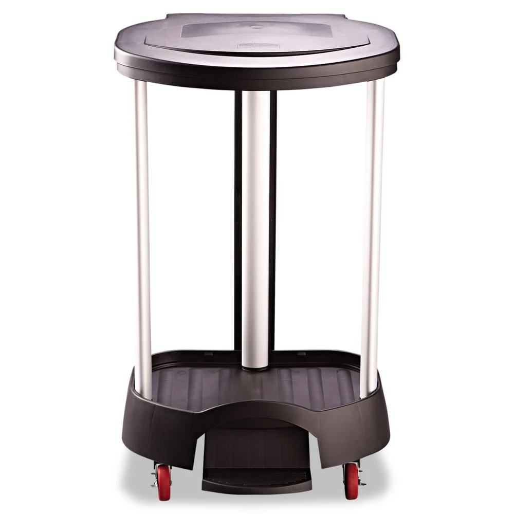 Rubbermaid Commercial 20.38 in. x 22.25 in. x 37.88 in. 30 Gallon Aluminum/Plastic Premium Step-On Linen Hamper - Black