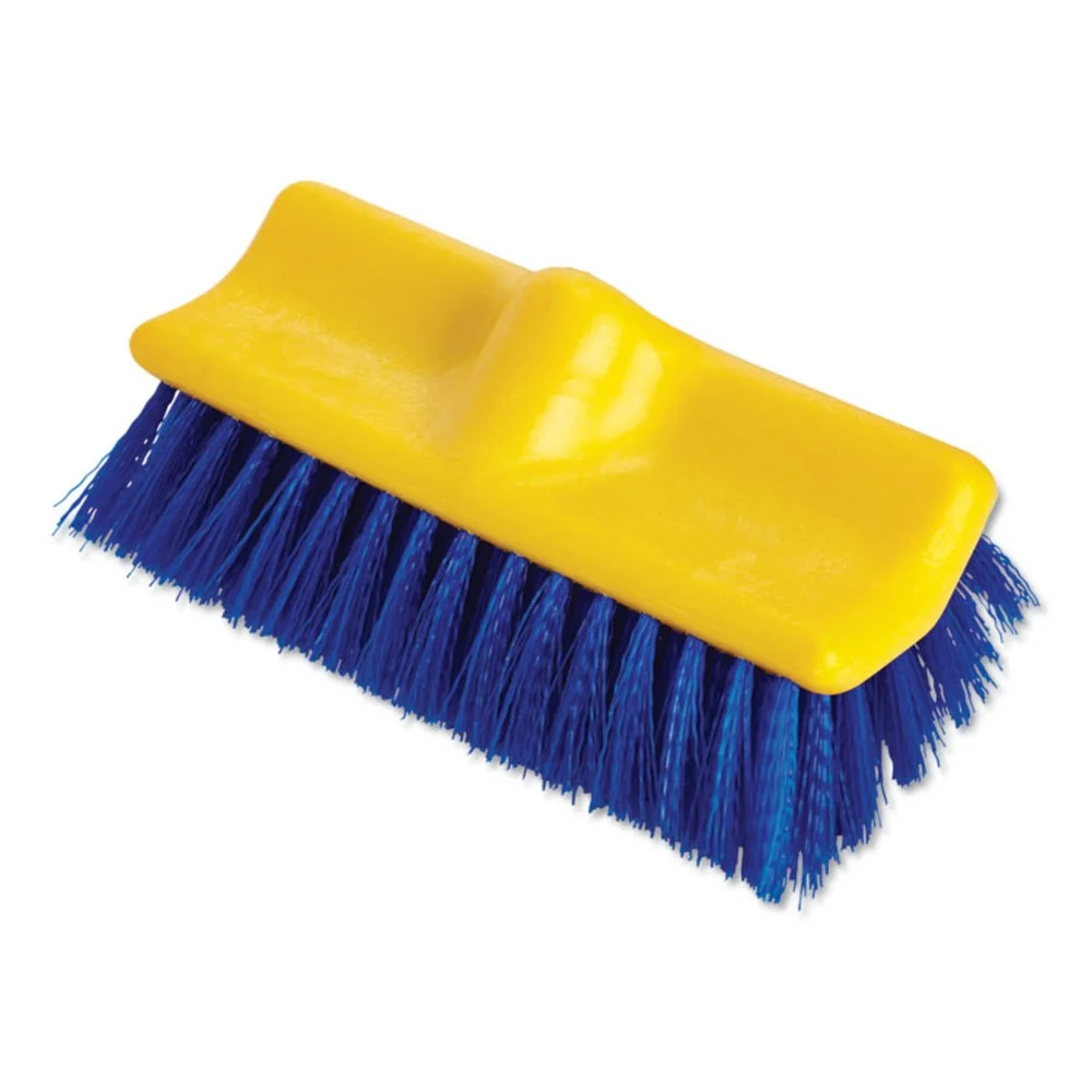 Rubbermaid Commercial FG633700BLUE 10 in. Brush 10 in. Plastic Block Threaded Hole Bi-Level Deck Scrub Brush - Blue Polypropylene Bristles