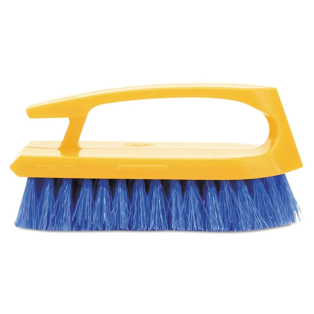 Rubbermaid Commercial 6 in. Iron-Shaped Scrub Brush - Yellow/Blue