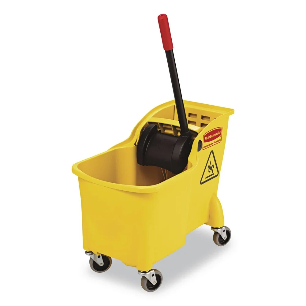 Rubbermaid Commercial FG738000YEL Tandem 31 Quart Reverse Mop Bucket/Wringer Combo - Yellow