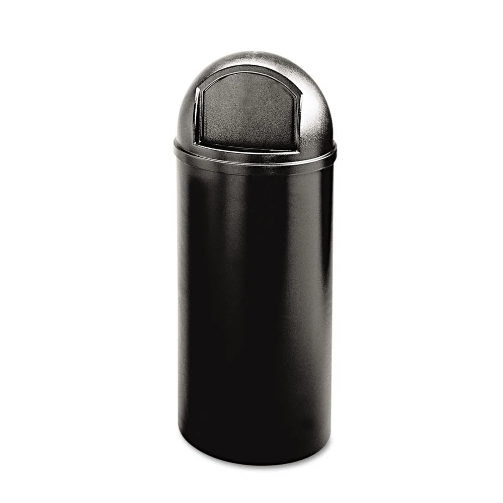 Rubbermaid Commercial Marshal 25-Gallon Plastic Round Classic Container - Black