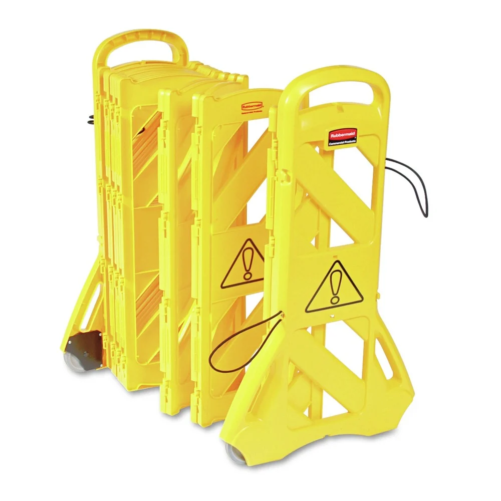 Rubbermaid Commercial 13 ft x 40 in. Plastic Portable Mobile Safety Barrier - Yellow