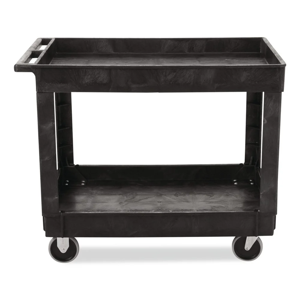 Rubbermaid Commercial 2 Shelves Plastic 500 lbs. Capacity 24 in. x 40 in. x 31.25 in. Service/Utility Carts - Black