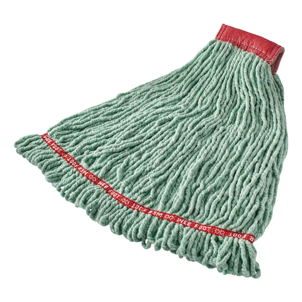 Rubbermaid Commercial 5 in. Red Headband Web Foot Shrinkless Looped-End Cotton/Synthetic Wet Mop Head - Large, Green