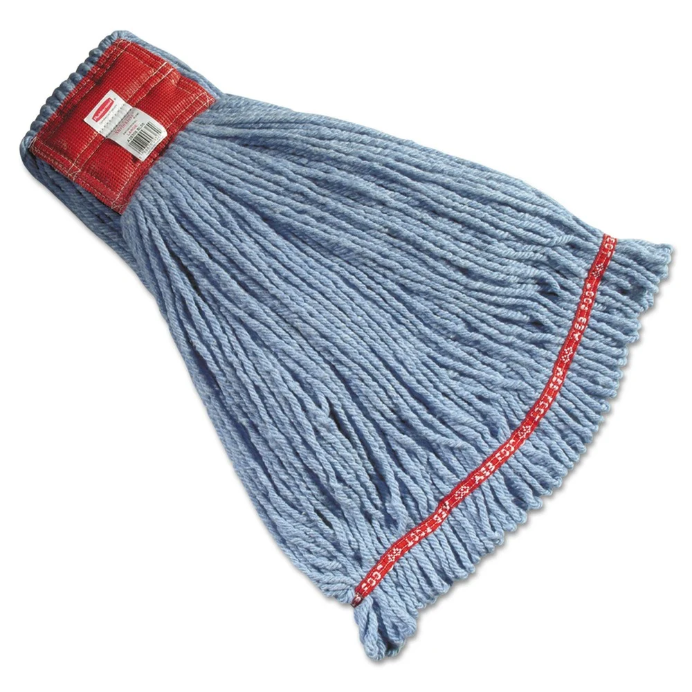Rubbermaid Commercial Web Foot Cotton/Synthetic Shrinkless Wet Mop Heads - Large Blue (6/Carton)