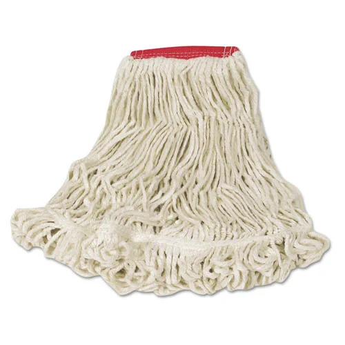 Rubbermaid Commercial Super Stitch Blend 24 oz. Cotton/Synthetic Wet Mop Head - White/Red (6/Carton)