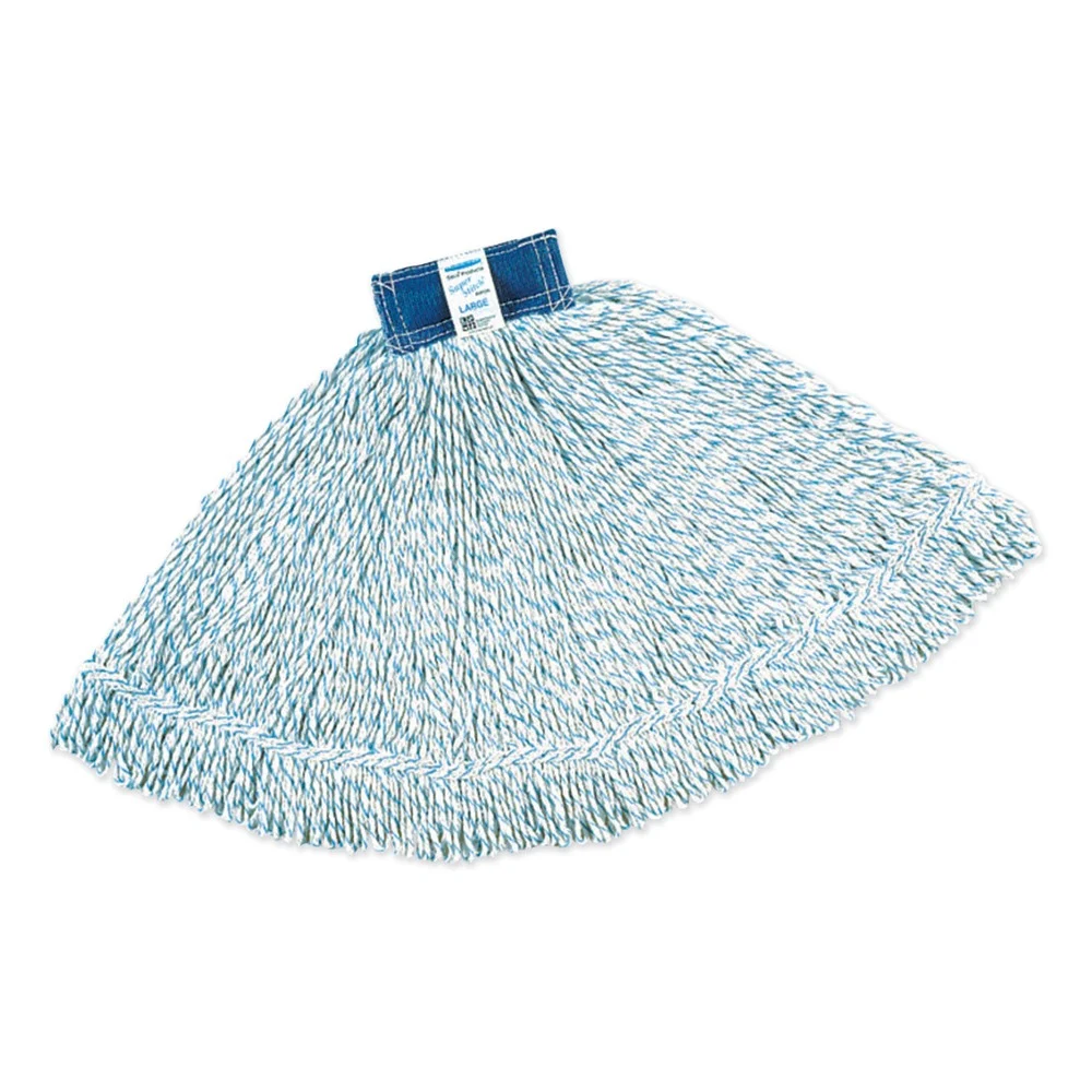 Rubbermaid Commercial FGD51306WH00 Super Stitch 1 in. Blue Headband Cotton/Synthetic Finish Mops - Large White (6/Carton)