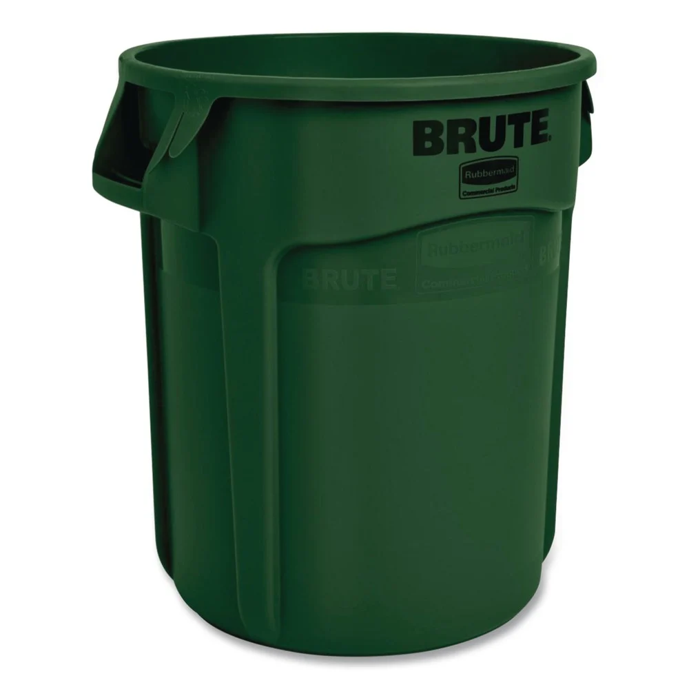 Rubbermaid Commercial BRUTE 20 Gallon Vented Round Resin Container - Dark Green