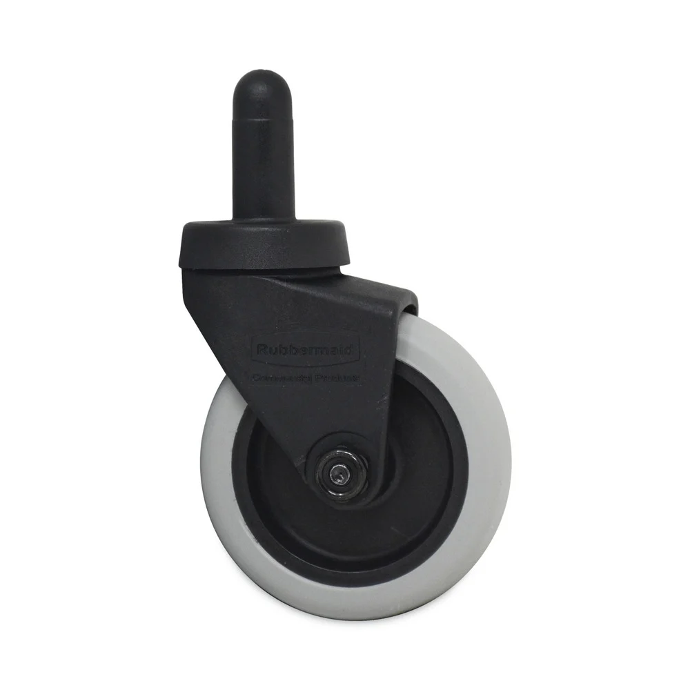 Rubbermaid Commercial 3 in. Soft Rubber Wheel Grip Ring Stem Replacement Bayonet-Stem Swivel Casters - Black