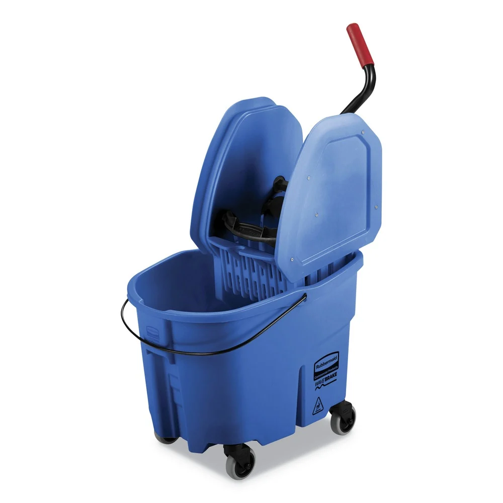 Rubbermaid Commercial WaveBrake 2.0 35 qt. Down-Press Plastic Bucket/Wringer Combos - Blue