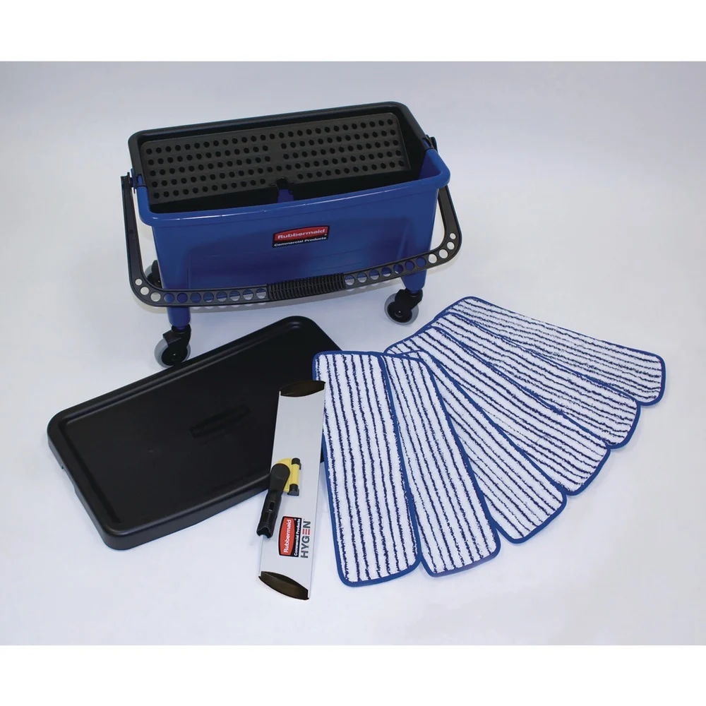 Rubbermaid Commercial 27 Gallon Microfiber Floor Finishing System - Blue/Black/White