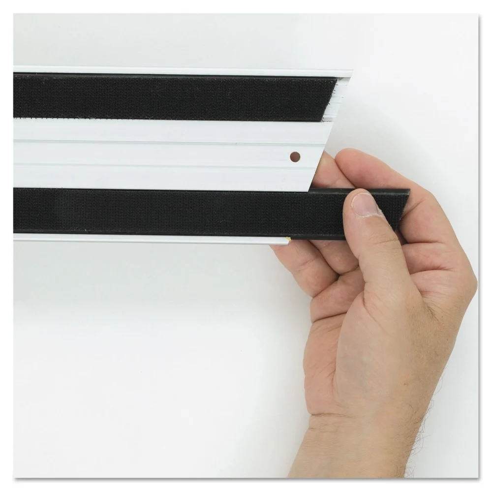 Rubbermaid Commercial 1.1 in. x 18 in. Hook and Loop Replacement Strips - Black (6/Carton)