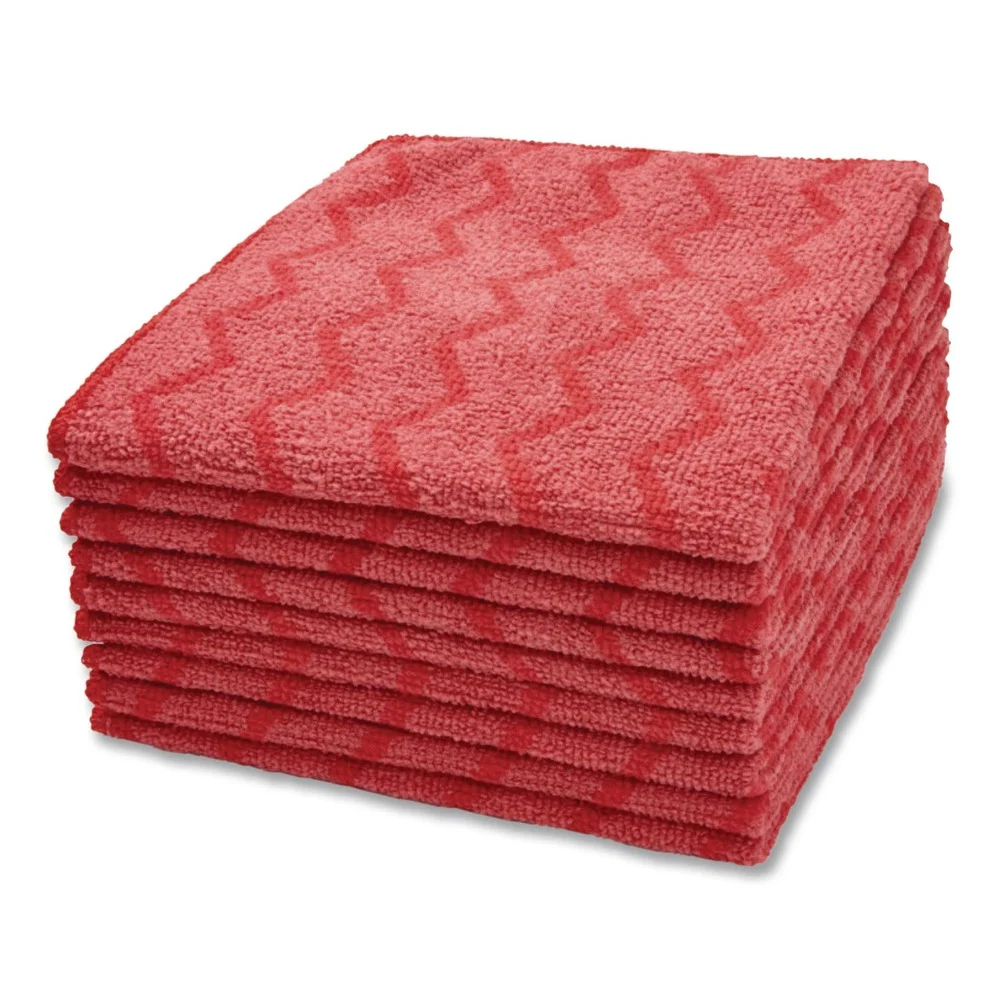 Rubbermaid Commercial HYGEN Microfiber 16 in. x 16 in. Cleaning Cloths - Red (12/Carton)