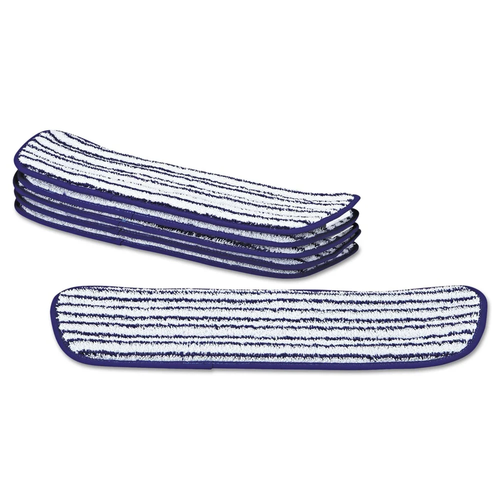 Rubbermaid Commercial 18 in. x 5.5 in. Microfiber Finish Pad - Blue/White (6/Box)