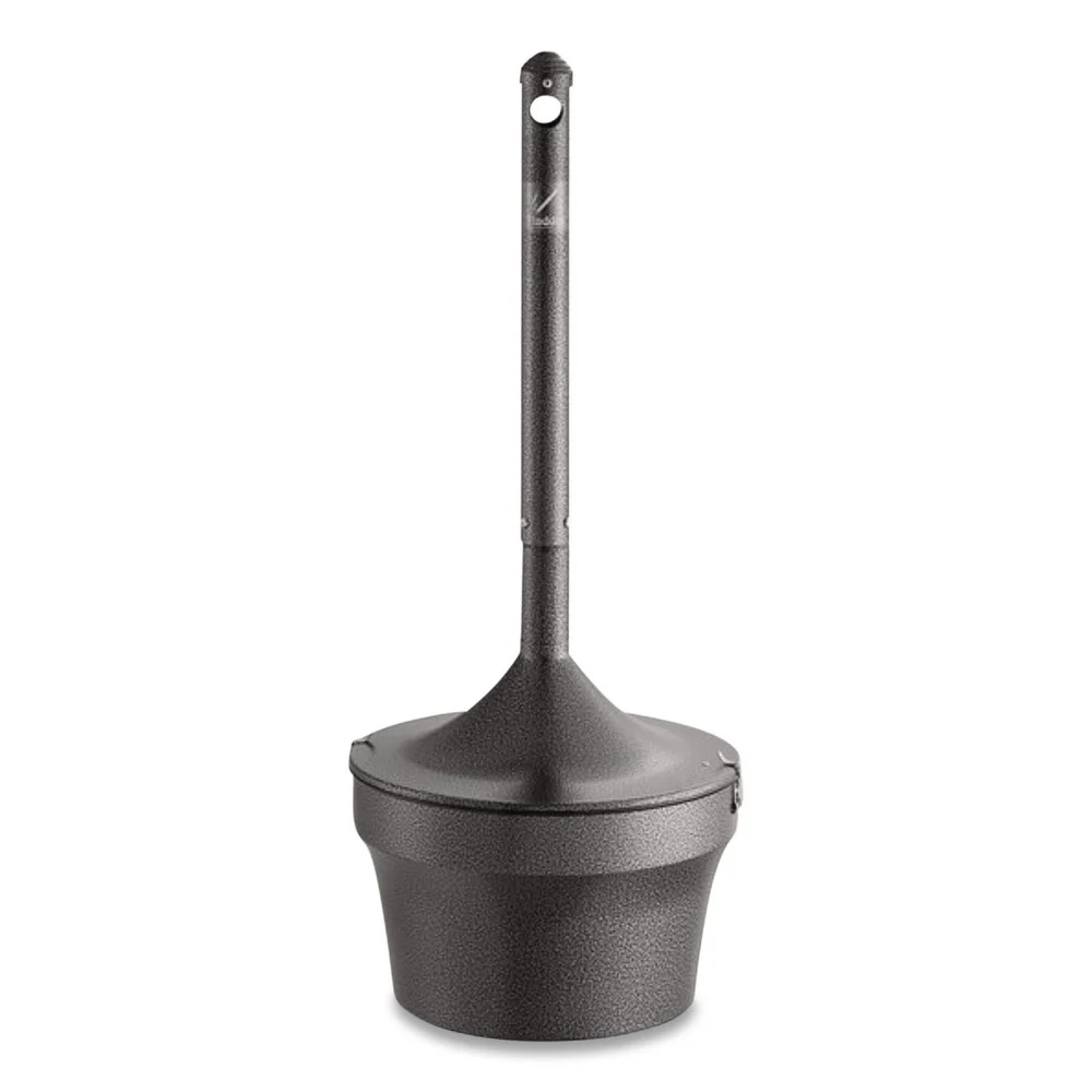 Rubbermaid Commercial 16 in. x 38.75 in. 4.5 gal. Aladdin Round Steel Smokers' Station - Charcoal