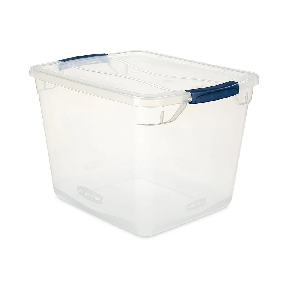 Rubbermaid 13.37 in. x 18.75 in. x 10.5 in. 30-Quart Clever Store Basic Latch-Lid Container - Clear