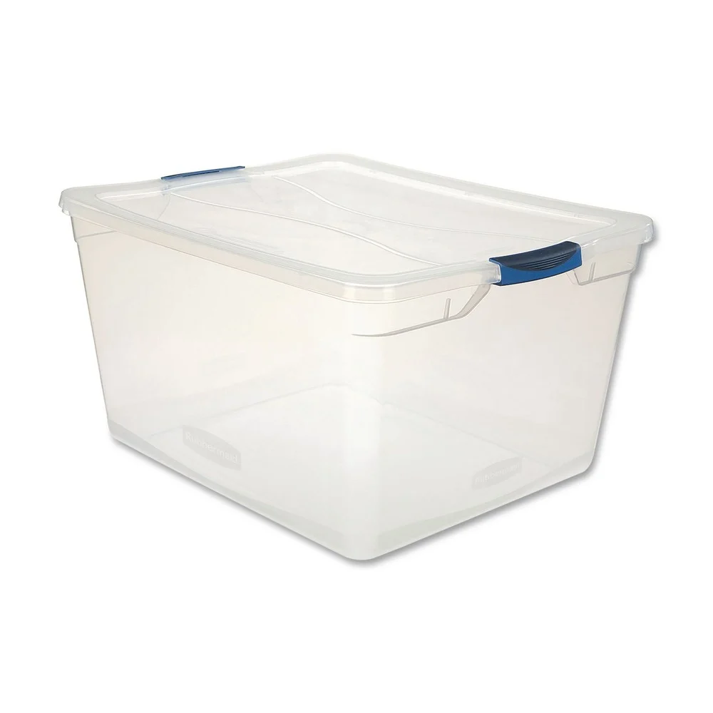Rubbermaid RMCC710000 18.63 in. x 23.5 in. x 12.25 in. 71-Quart Clever Store Basic Latch-Lid Container - Clear
