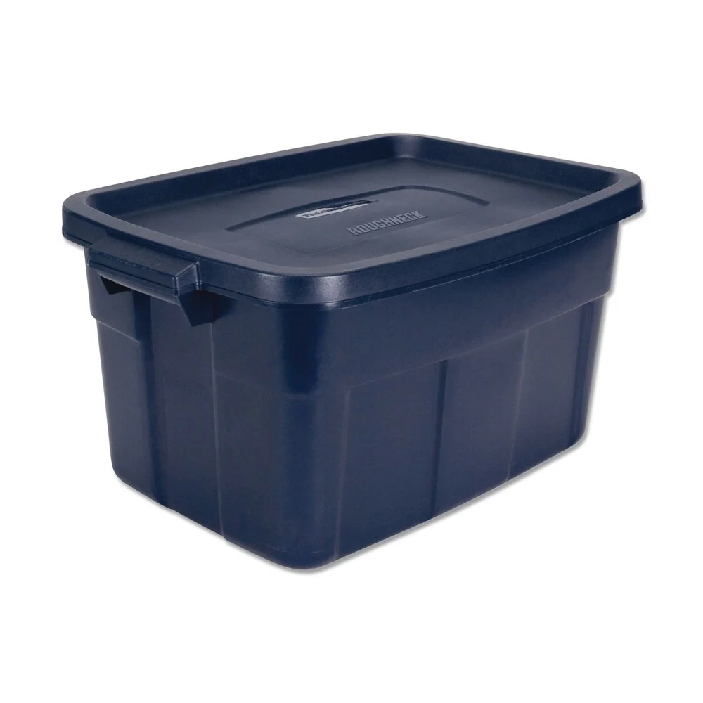 Rubbermaid RMRT140008 15.88 in. x 23.88 in. x 12.25 in. 14 Gallon Roughneck Storage Box - Dark Indigo Metallic