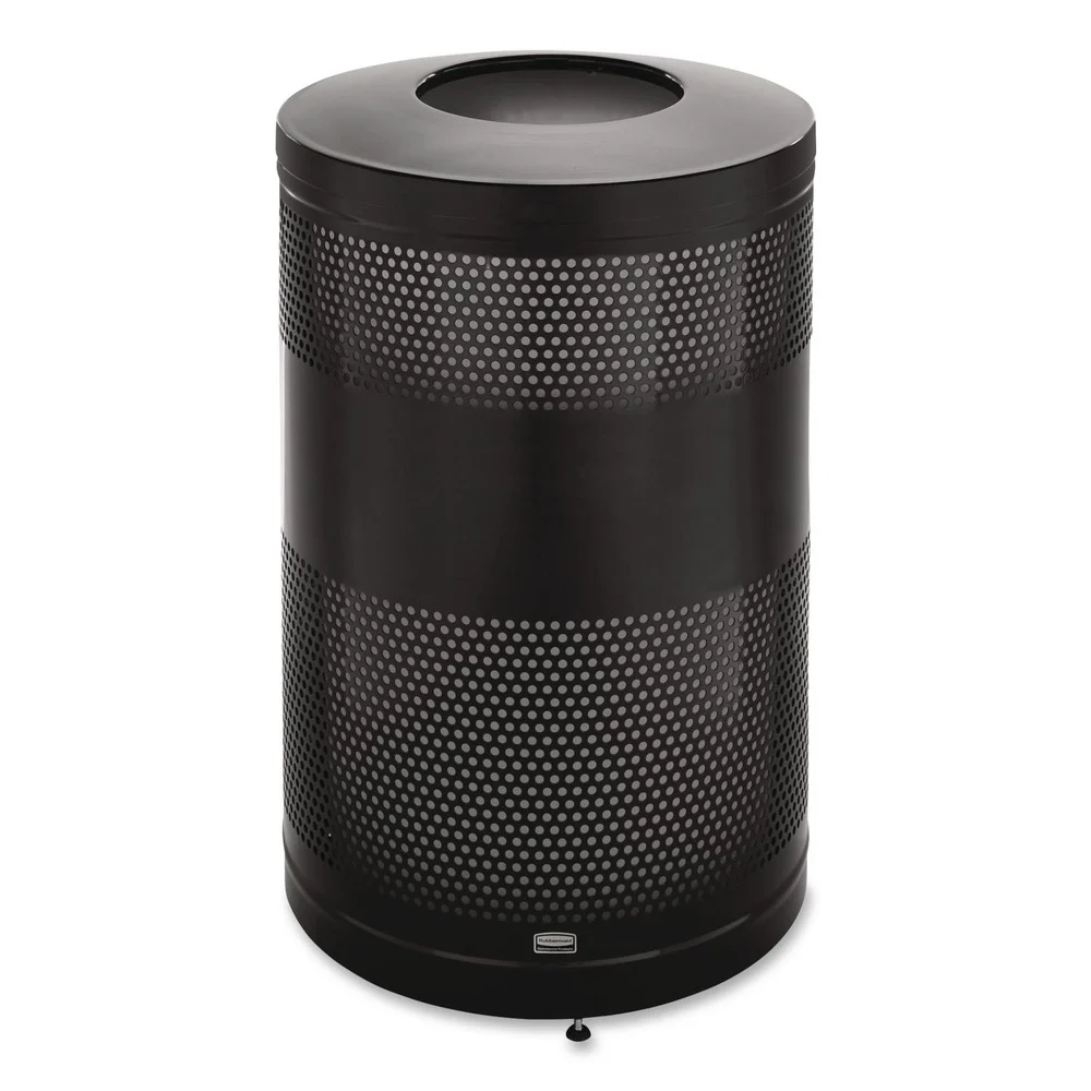 Rubbermaid Commercial 51 gal. Classics Perforated Steel Open Top Receptacle - Black