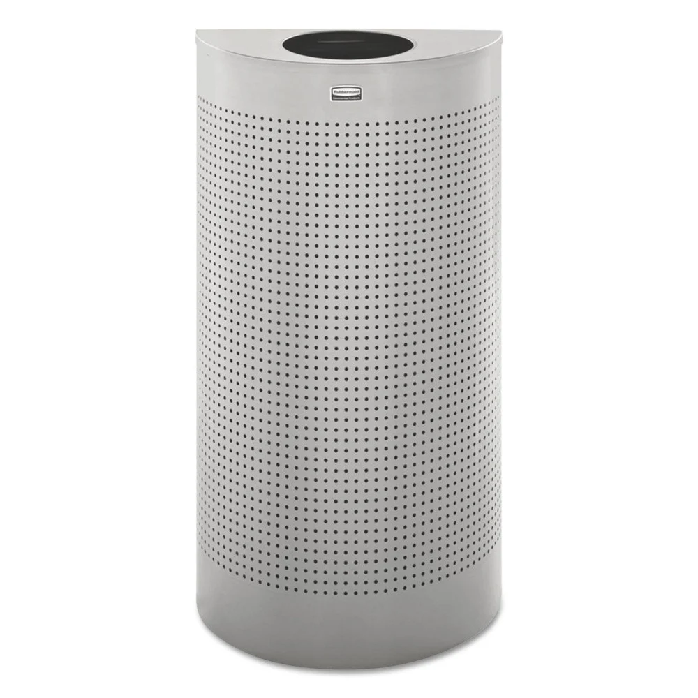 Rubbermaid Commercial 12 gal. Designer Line Silhouettes Steel Waste Receptacle - Silver Metallic
