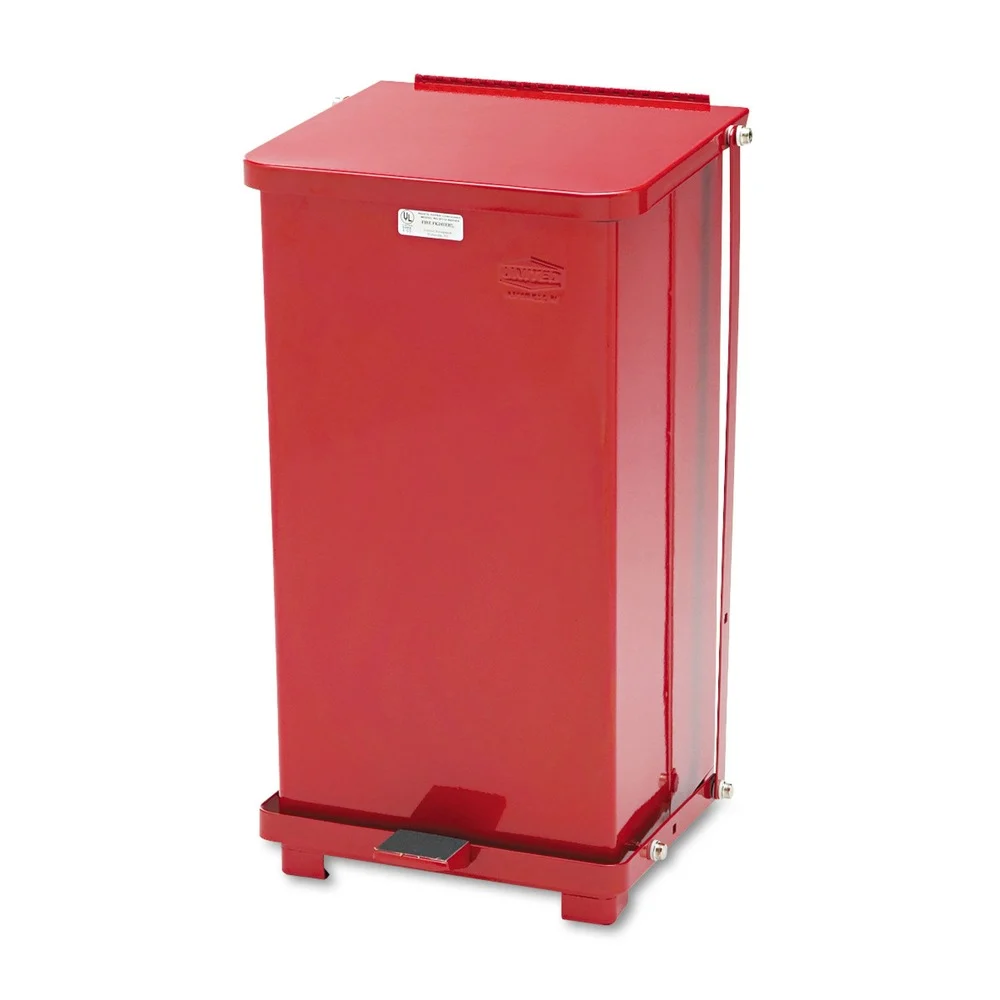 Rubbermaid Commercial 6.5 Gallon Steel Defenders Heavy-Duty Steel Step Can - Red