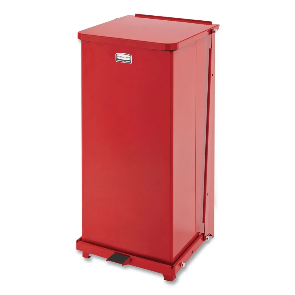 Rubbermaid Commercial 13 gal. Defenders Heavy-Duty Steel Step Can - Red