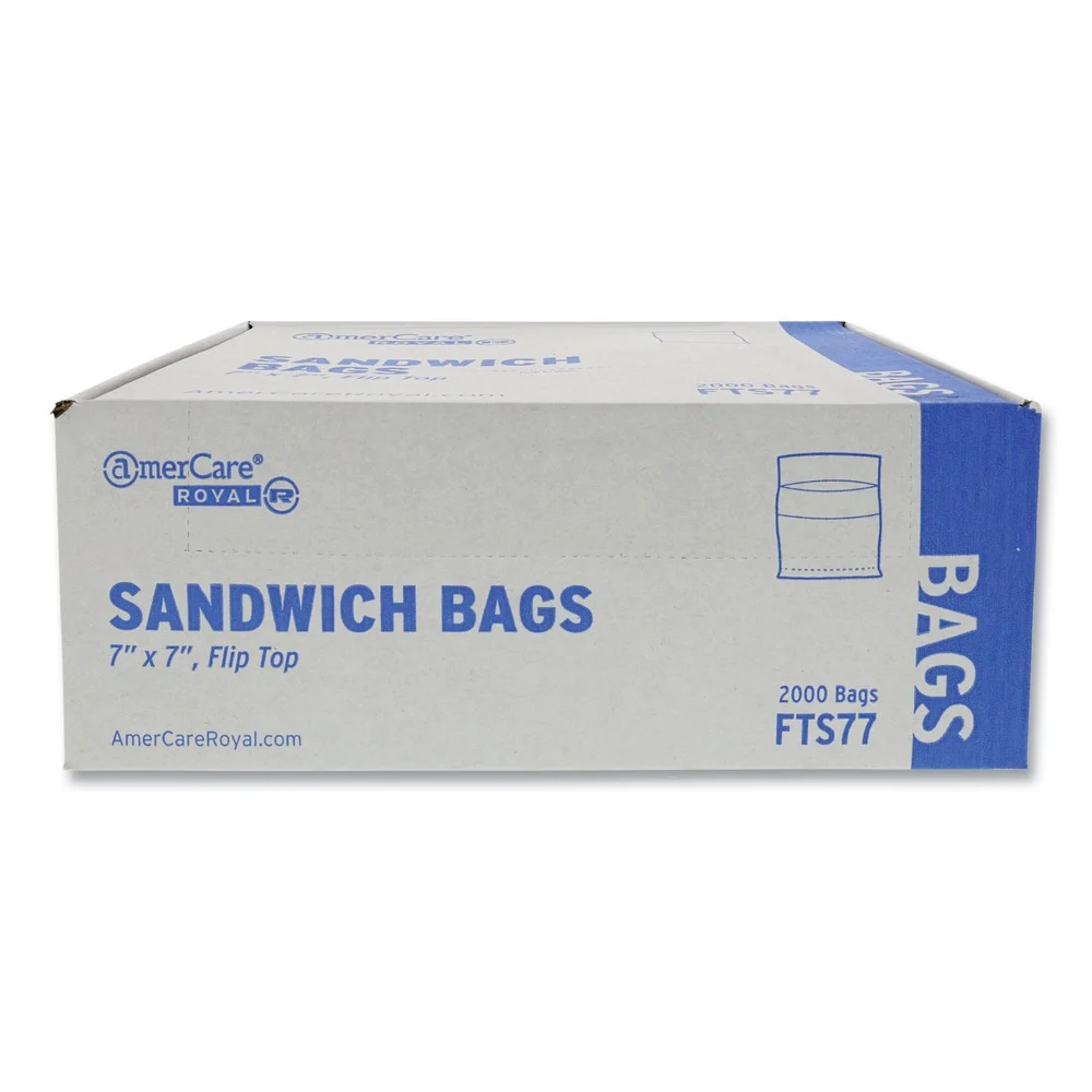 AmerCareRoyal FTS77 7 in. x 7 in. Flip Top Bag - Clear (2000/Carton)