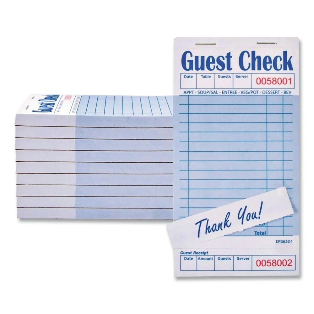 AmerCareRoyal 3.5 in. x 6.7 in. 15 Lines One-Part No Copies Guest Check Pad with Ruled Back (2500/Carton)
