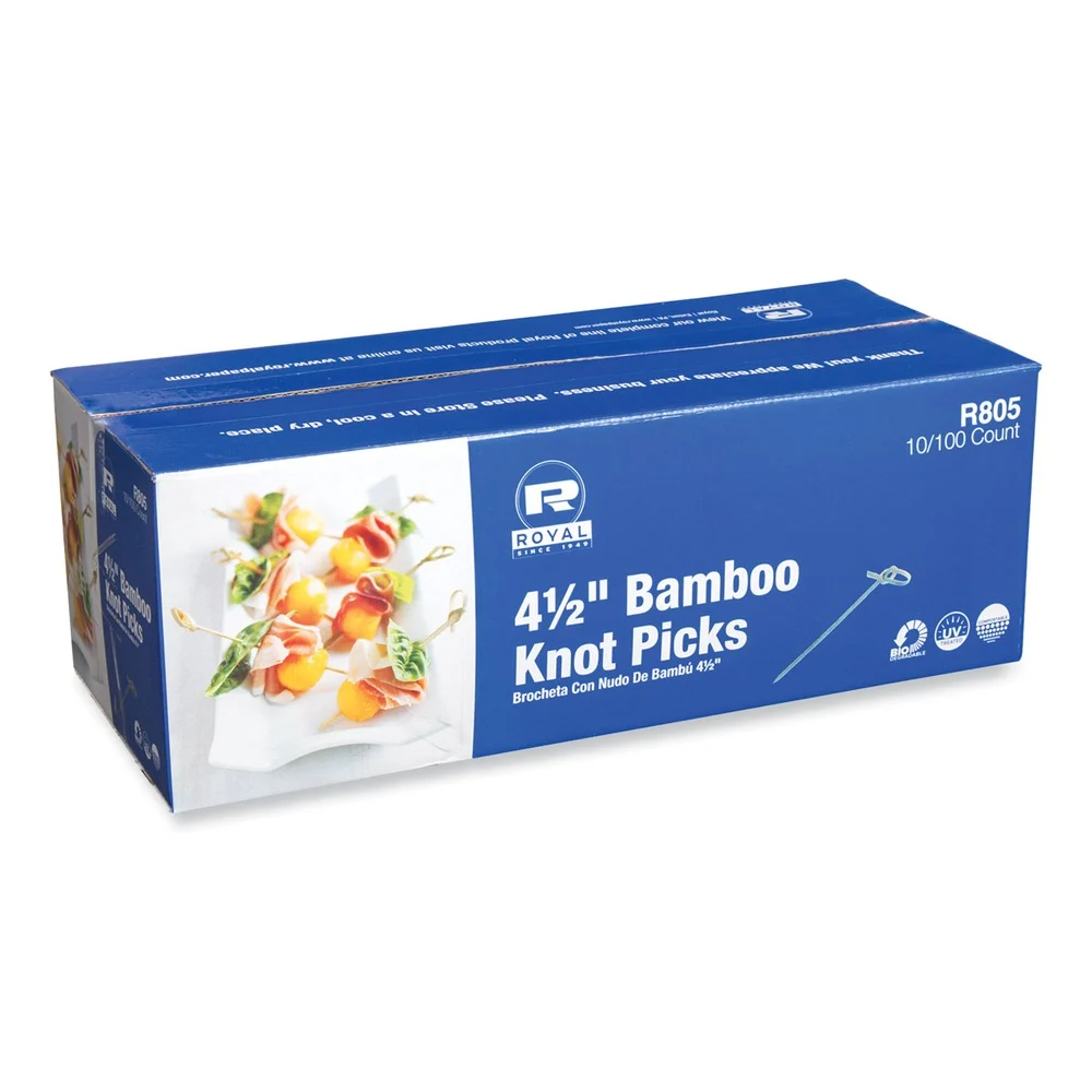 AmerCareRoyal R805 4.5 in. Knotted Bamboo Pick - Natural (1000/Carton)