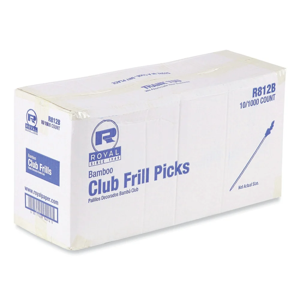 AmerCareRoyal 4 in. Bamboo Cellophane-Frill Wood Picks - Assorted (10000/Carton)