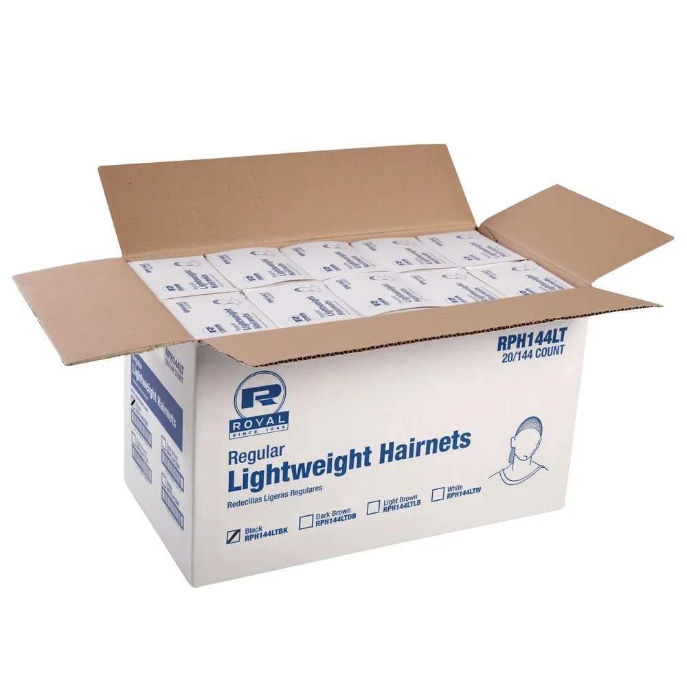 AmerCareRoyal 24 in. Nylon Lightweight Latex-Free Hairnets - Black (2880/Carton)