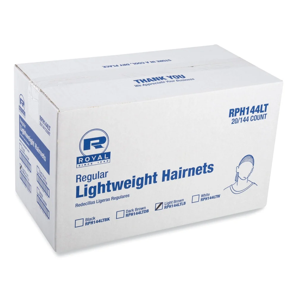 AmerCareRoyal 24 in. Lightweight Latex-Free Nylon Hairnets - Light Brown (2880/Carton)