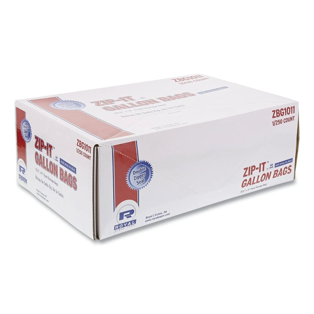 AmerCareRoyal ZBG1011 10.5 in. x 10.98 in. Gallon Zipper Bags - Clear (250/Carton)
