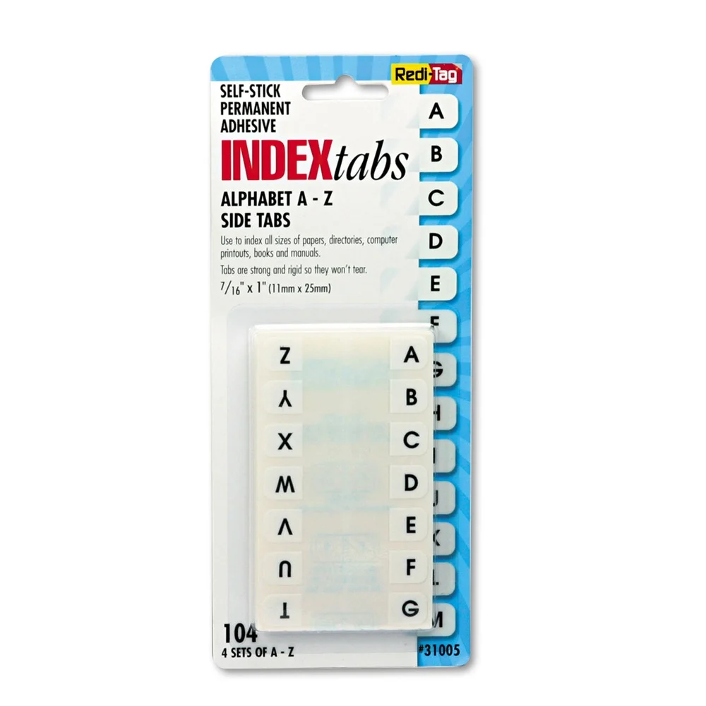 Redi-Tag Legal Index Tabs, 1/12-Cut Tabs, A-Z, White, 0.44-in Wide, 104/pack