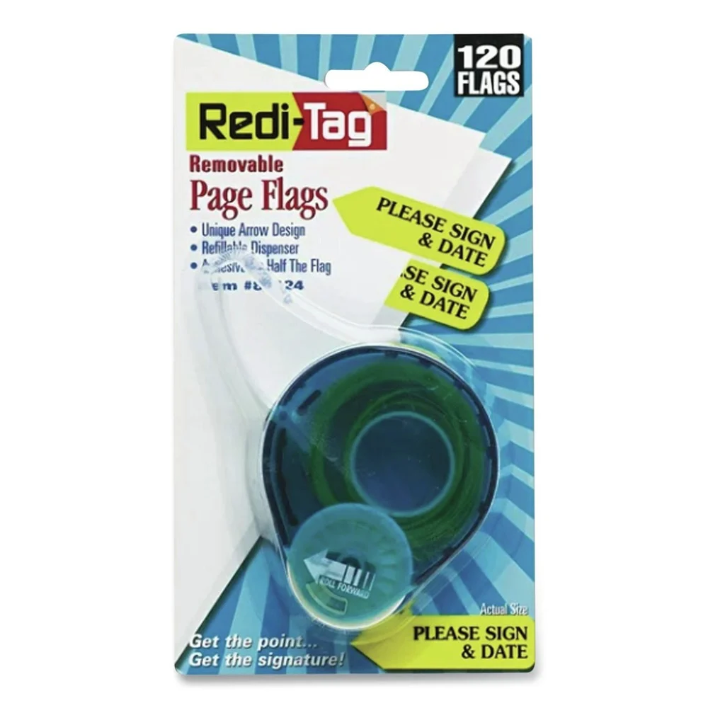 Redi-Tag Sign Here Arrow Message Page Flags in Dispenser - Yellow (120/Pack)
